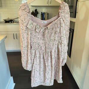Reformation Morris Dress In Melody Cream Pink Floral Mini Long Sleeves - US 8